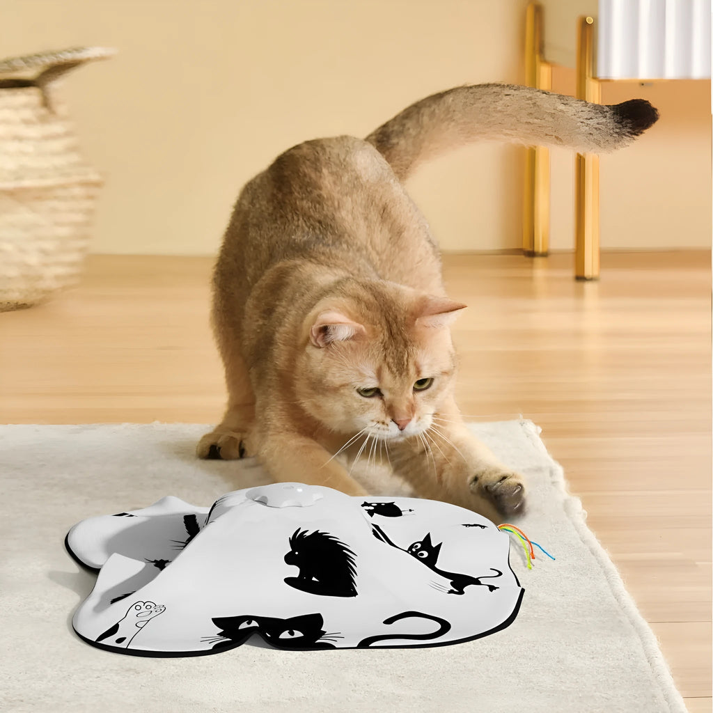 Automated plastic cat toy with moving teaser wand for self-play, picture colour finish