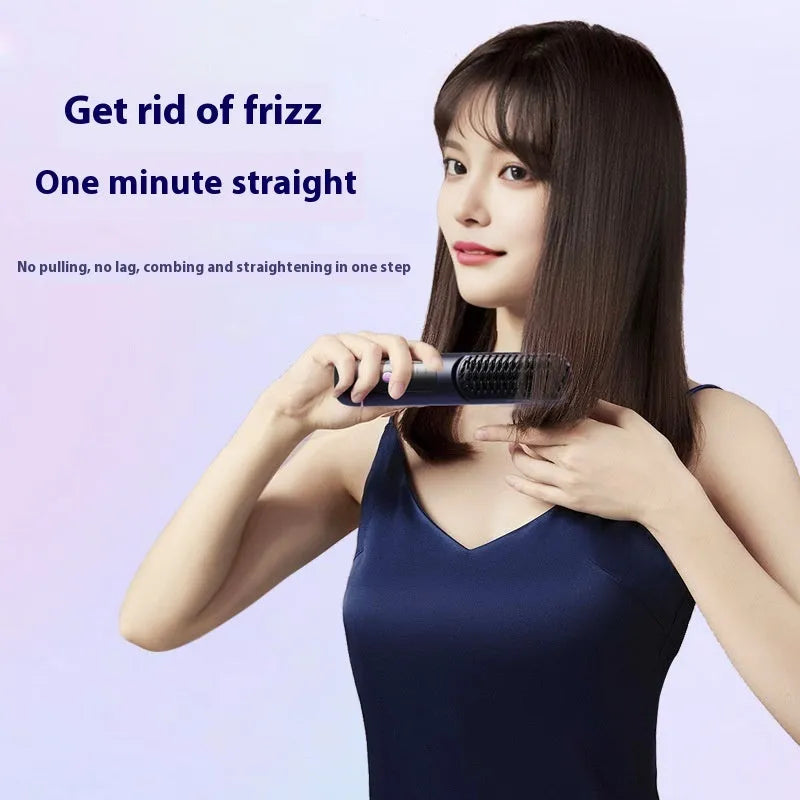Portable charging negative ion straight hair comb in blue, grey or white colours