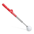 Telescopic golf swing practice trainer with stainless steel shaft in black, blue, and red colour options
