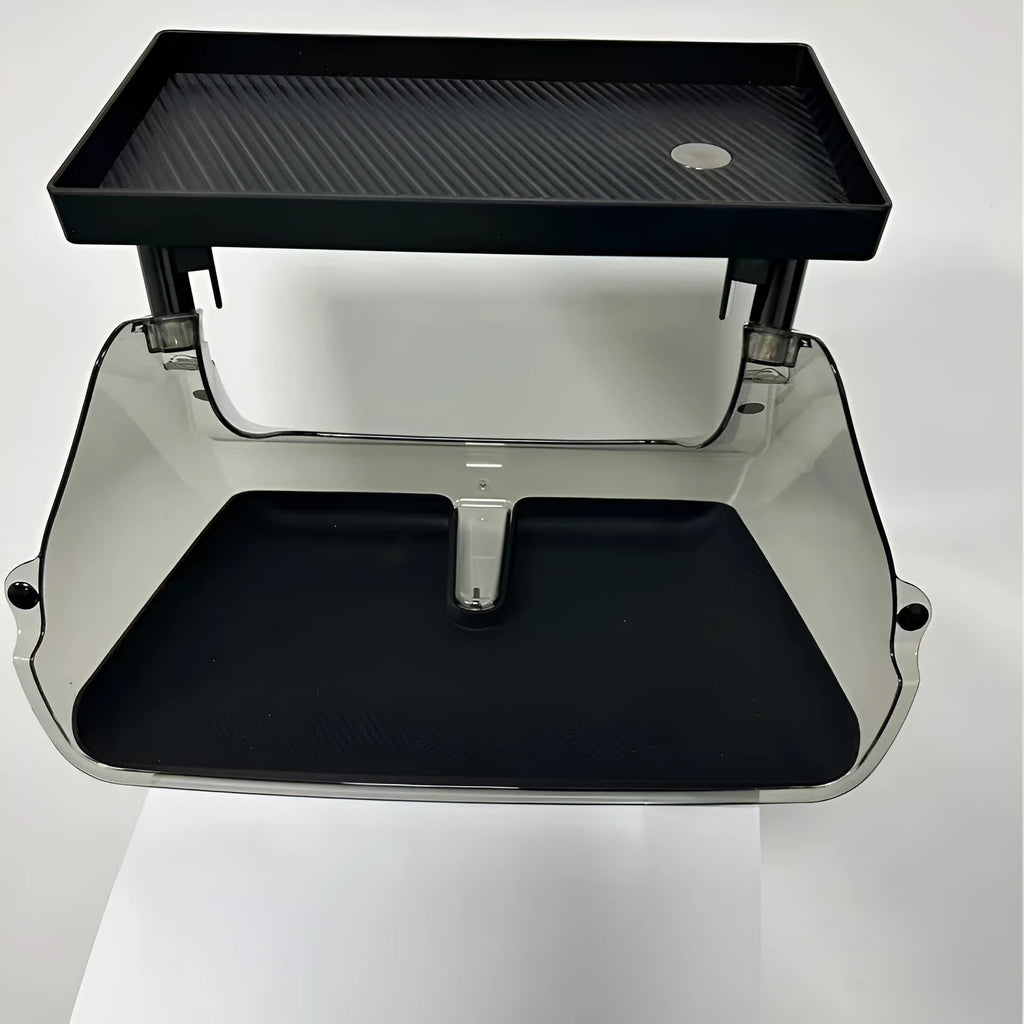 Black ABS storage box for under the Tesla Model 3 Y touchscreen, showing ETC card slot and napkin box compartment.