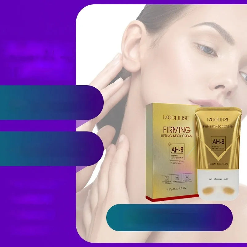 Neck moisturising cream with massage roller applicator for dry skin treatment