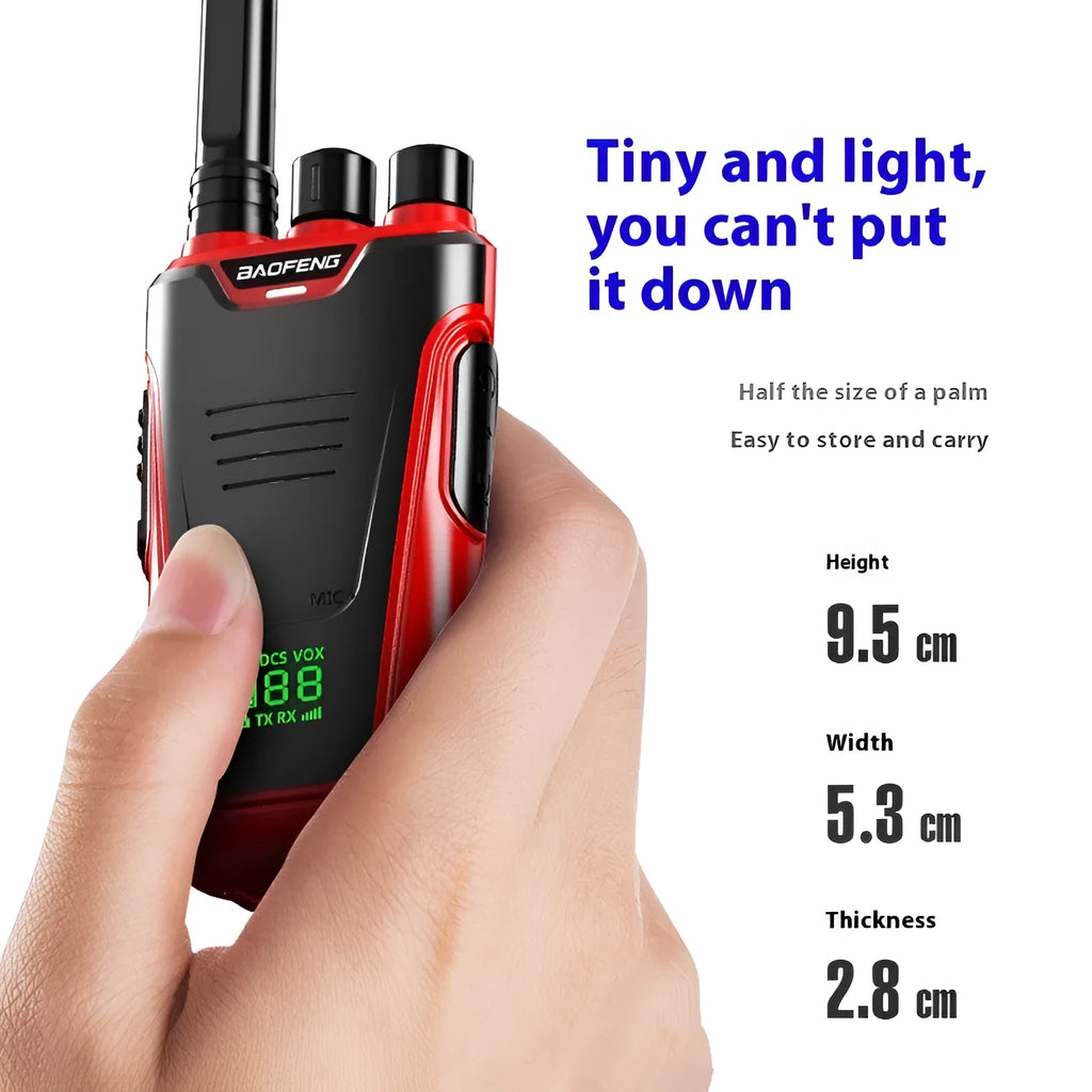 Red and yellow portable intercom with USB charging port and compact design for hotel and restaurant communication