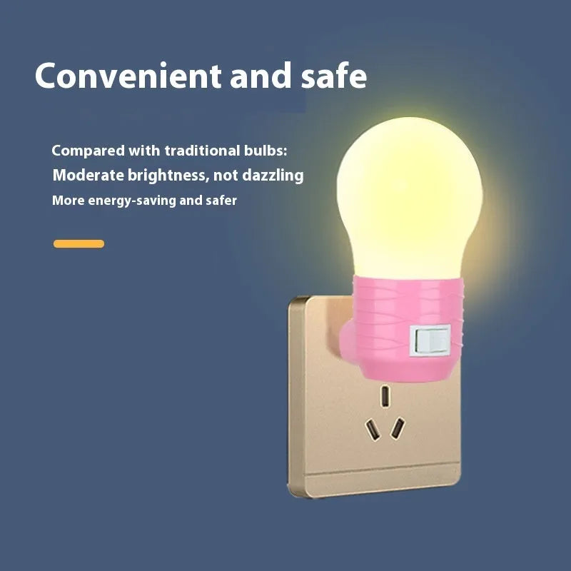 Plug-in bedside baby night feeding lamp with round modern design