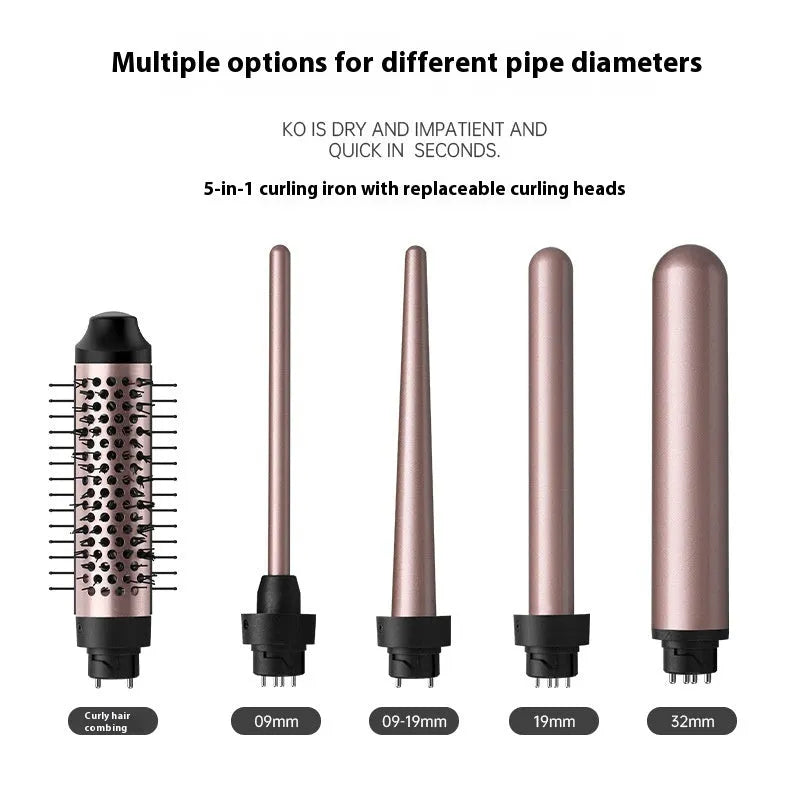 Automatic large wave hair curler in rose gold with three headbands
