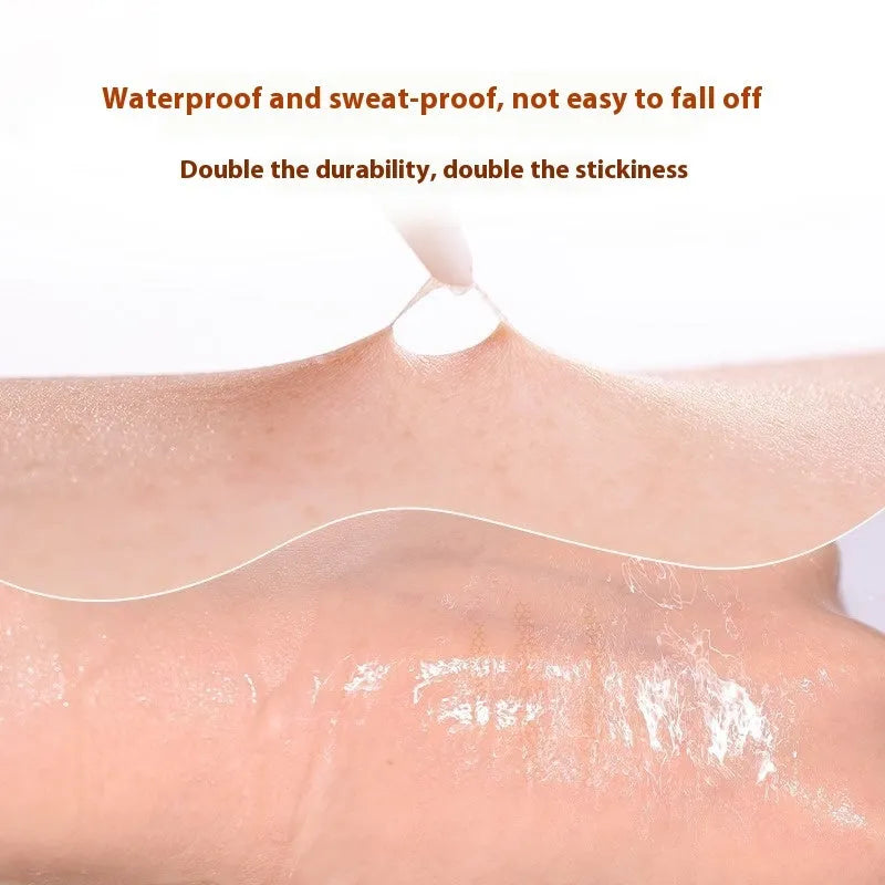 Roll of transparent lace double eyelid stickers in crescent and olive shapes on a clean background