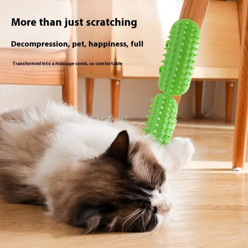 Silicone pet grooming brush with comb teeth and adjustable strap in black, green, pink or yellow