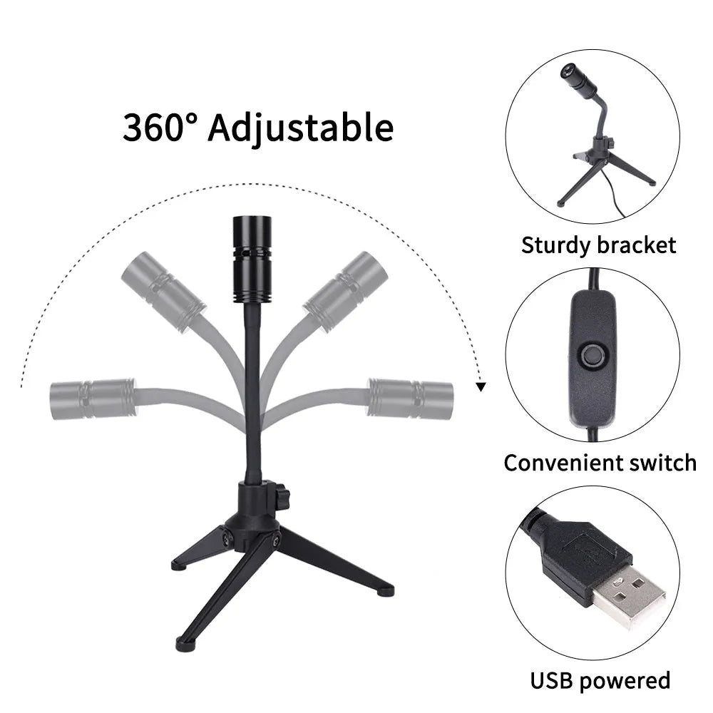 Earth and moon projection lamp with adjustable hose bracket on USB cable