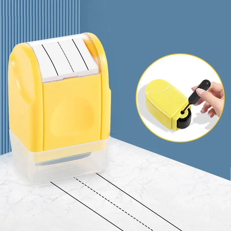 Plastic English line roller seal in rectangular shape with photosensitive stamping function