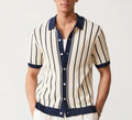 Men's white lapel collar knitted shirt in ice silk spandex fabric with asymmetric design detail