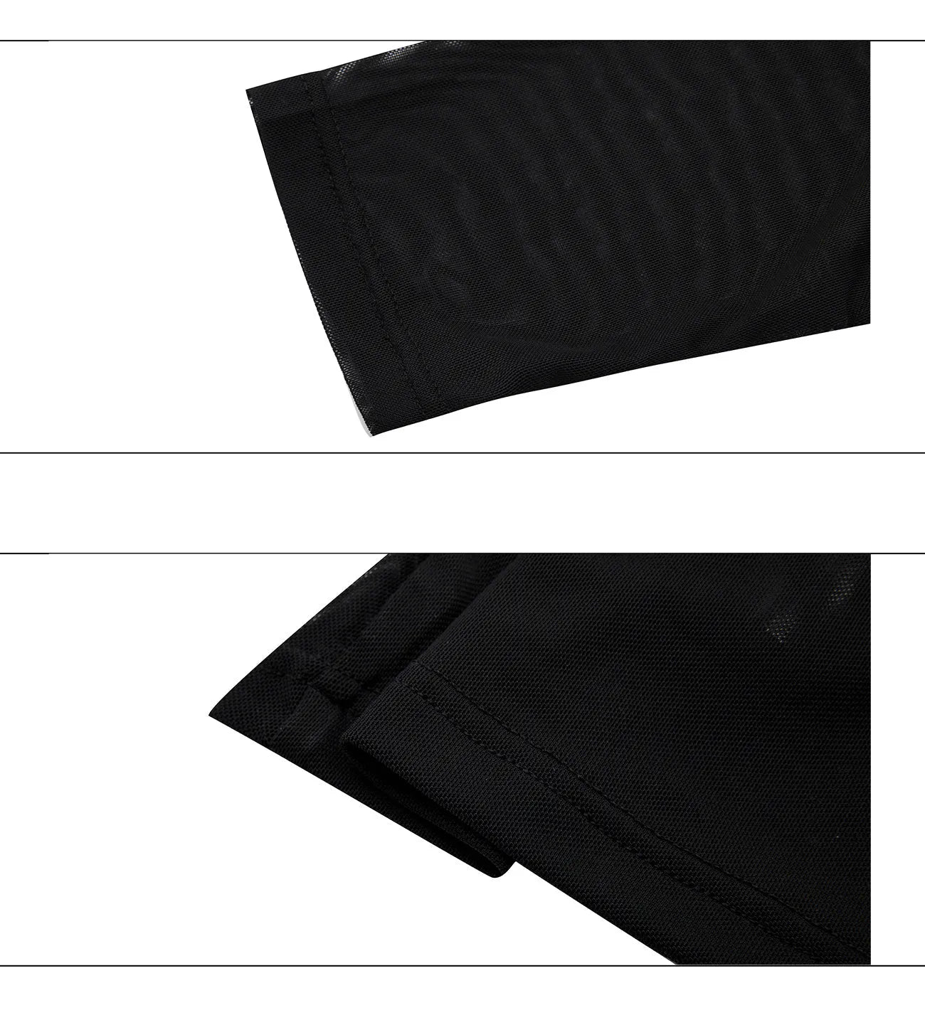 Men's black slim-fit long sleeve mesh shirt, a base layer made from polyester and spandex fabric.