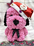 40cm handmade rose pug soap flower bouquet in grey, off-white, white, red, or pink