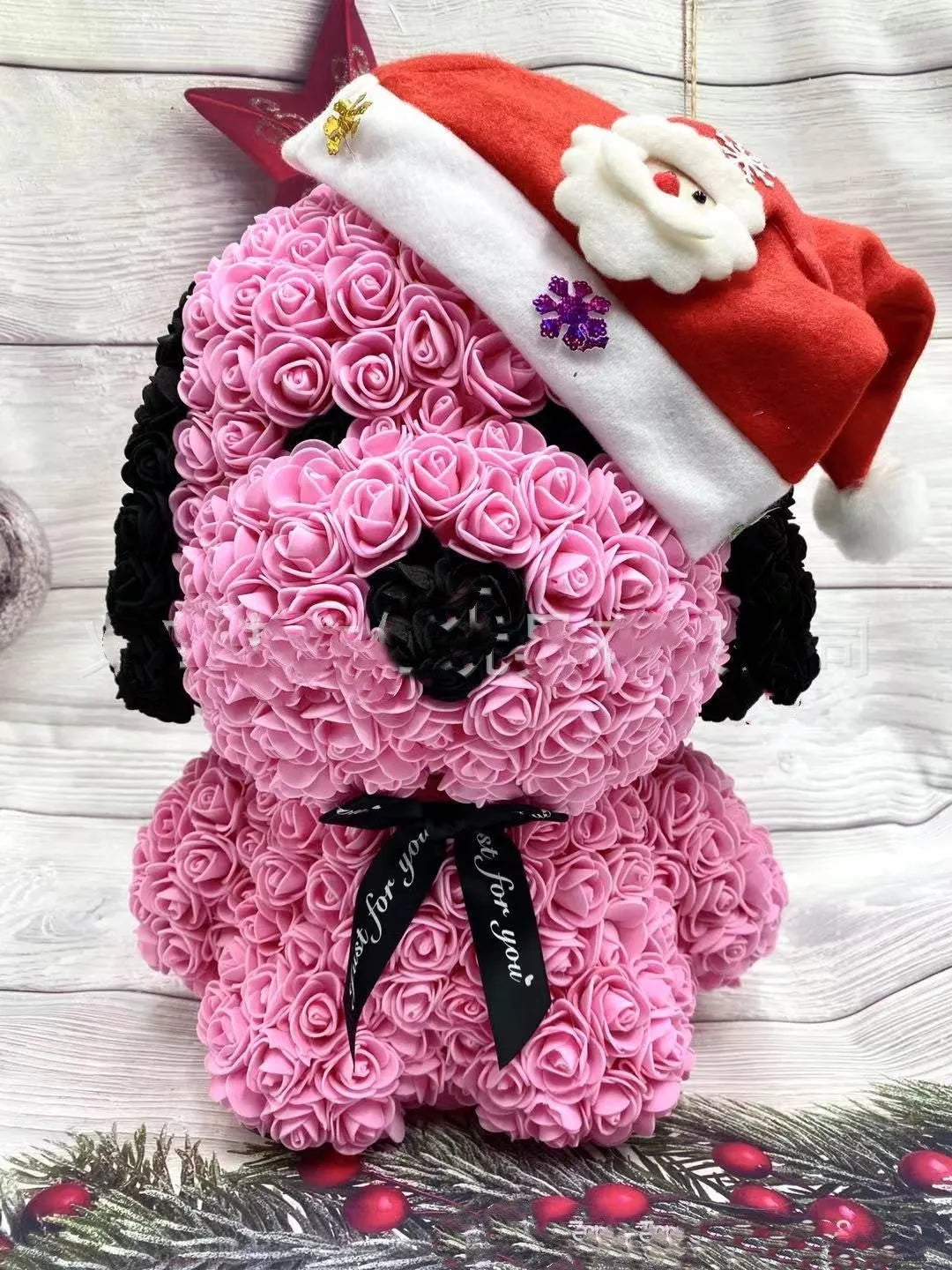 40cm handmade rose pug soap flower bouquet in grey, off-white, white, red, or pink