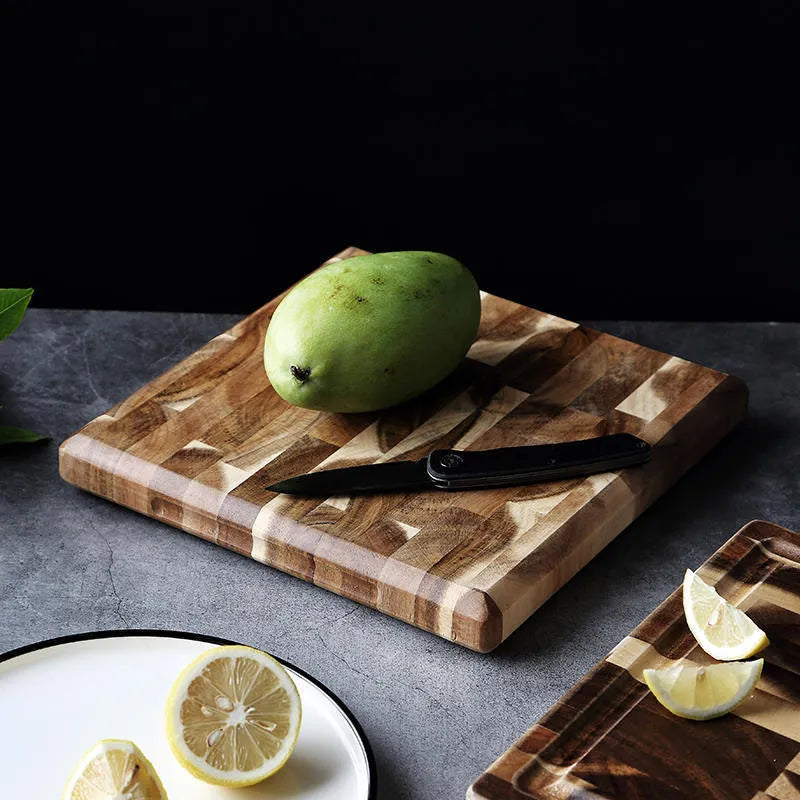 Brown parquet solid wood cutting board with 3cm thickness made from imported acacia