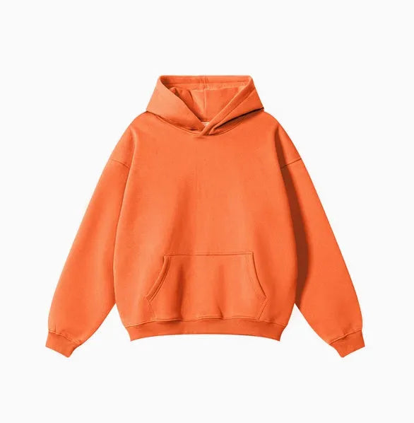 Men's cotton terry hooded sweater in loose fit with drop-shoulder sleeves available in multiple colours