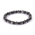 Black magnetic therapy bracelet with a pentagram stone design made from magnetite and hematite.