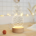 Pineapple-shaped bedside lamp made of wood and acrylic with USB cable and dimmable LED light