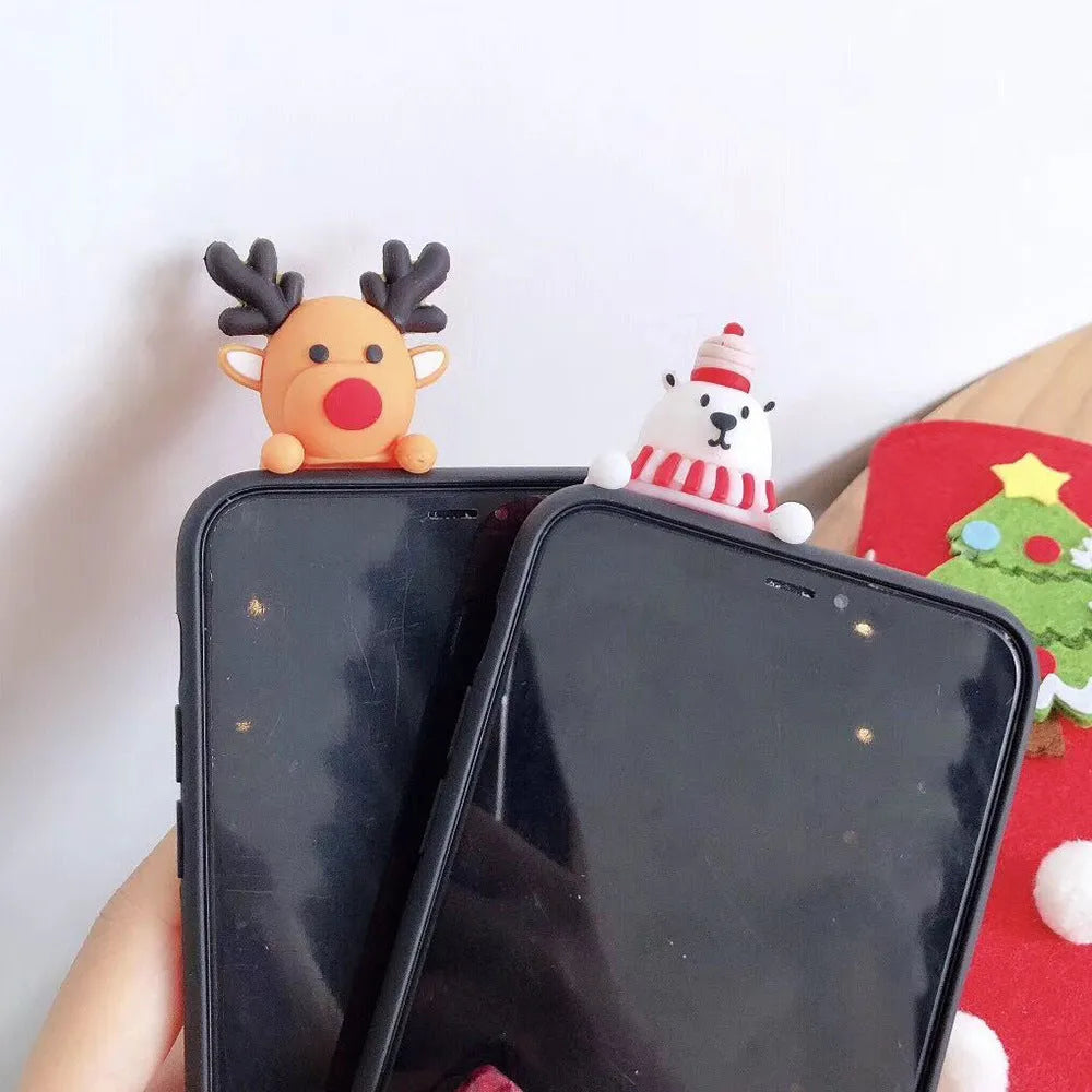 Christmas-themed silicone back cover phone case for iPhone models on white background