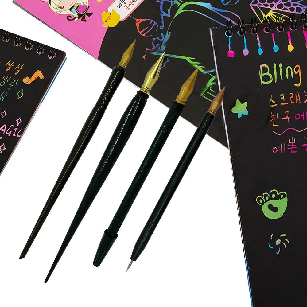 Scratch pen with PS plastic handle for scratch art paper drawing and children's creative projects