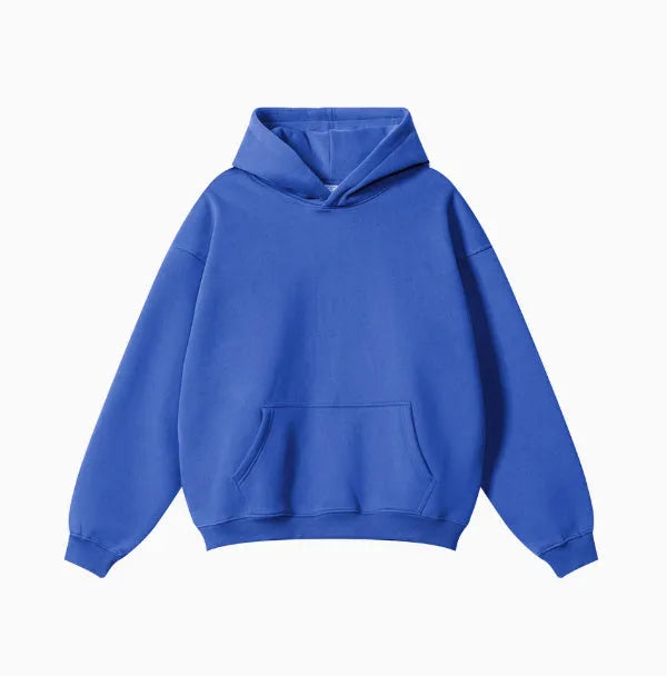 Men's cotton terry hooded sweater in loose fit with drop-shoulder sleeves available in multiple colours