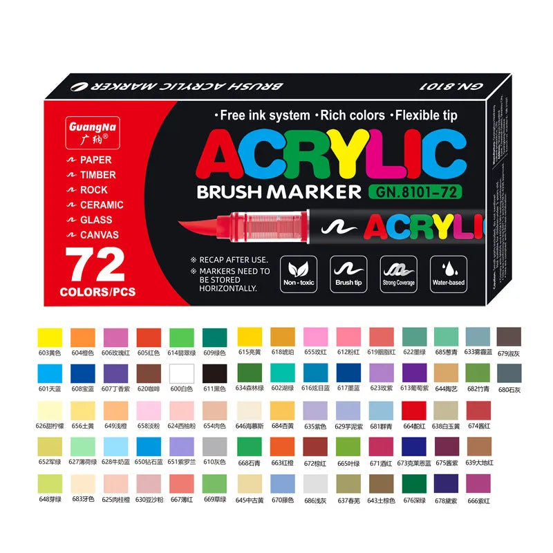 Set of acrylic marker pens with straight liquid design for painting and graffiti art
