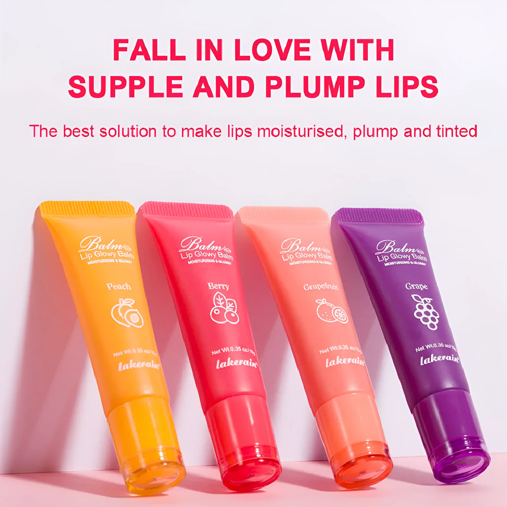 Women's lip gloss in choice of berry, grape, grapefruit, or yellow peach flavour.