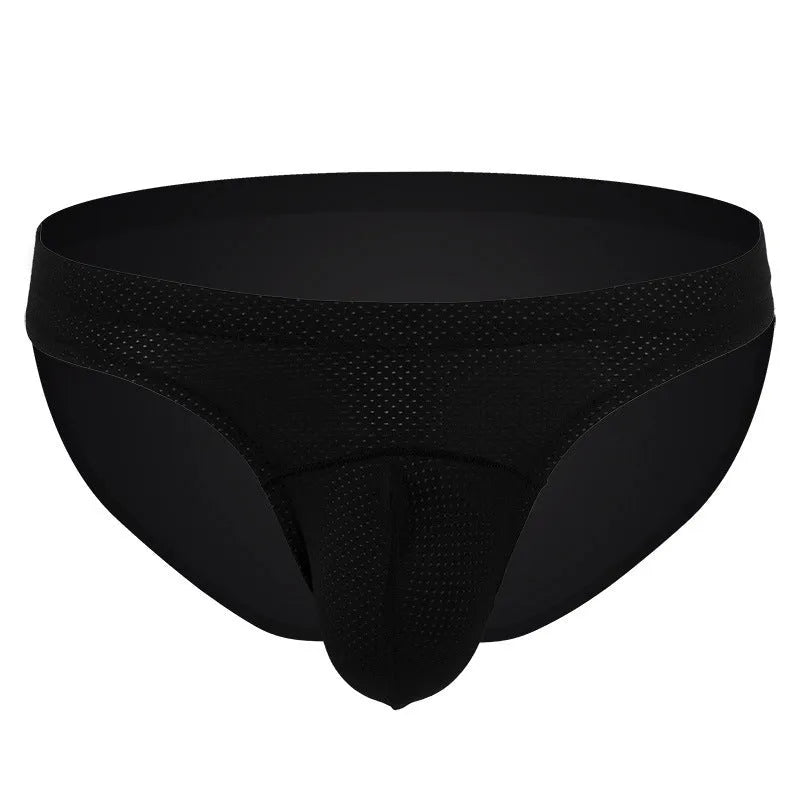 Men's transparent nylon underwear in loose fit showing breathable fabric construction