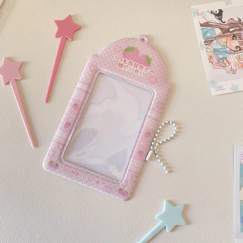 PVC meal card holder pendant with strawberry or four-leaf clover cartoon design