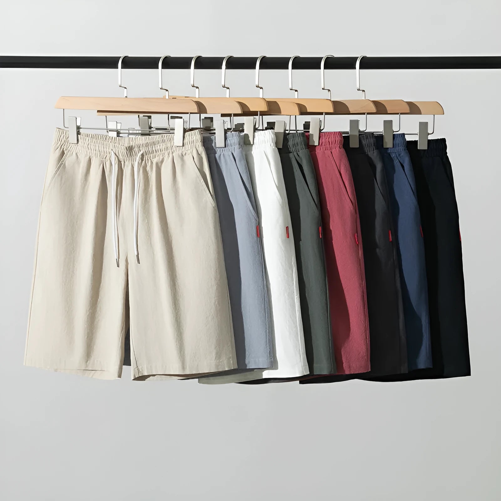 Cotton linen cropped summer trousers in a solid colour with a drawstring waist, shown in a casual Chinese-style fit.