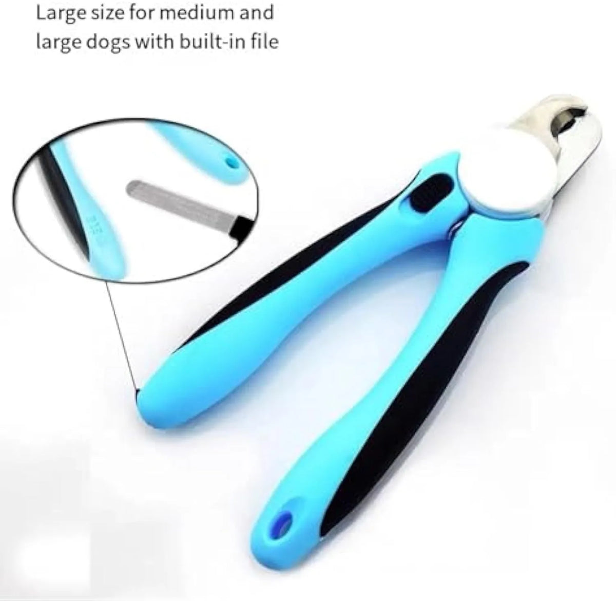 Blue heavy duty dog nail clippers with safety guard for large breeds