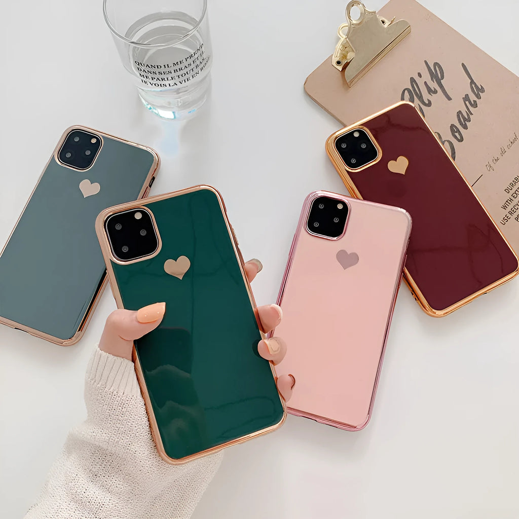 Solid blue TPU back cover case on an iPhone showing simple design and colour.
