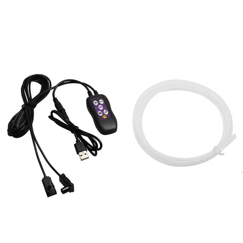 Flexible car LED ambient light kit with USB connector for dashboard installation