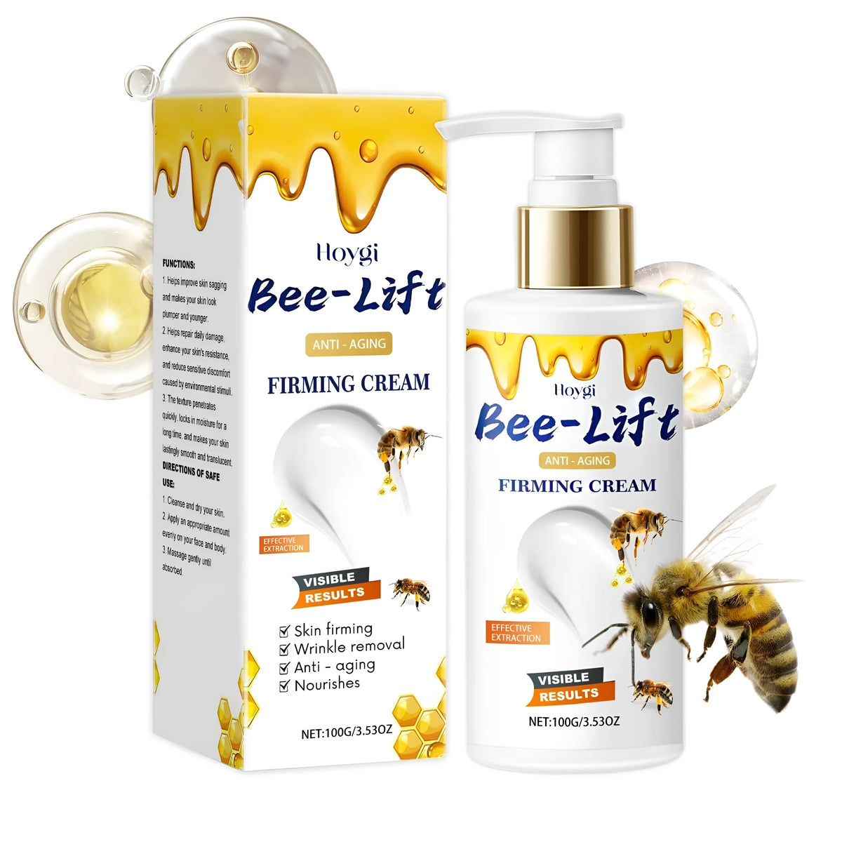 100g jar of firming cream with bee venom and hyaluronic acid for facial skin.