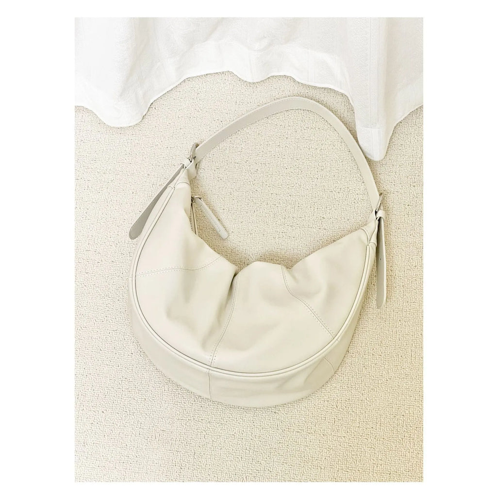 Women's genuine leather shoulder bag with dumpling shape design in four colour options