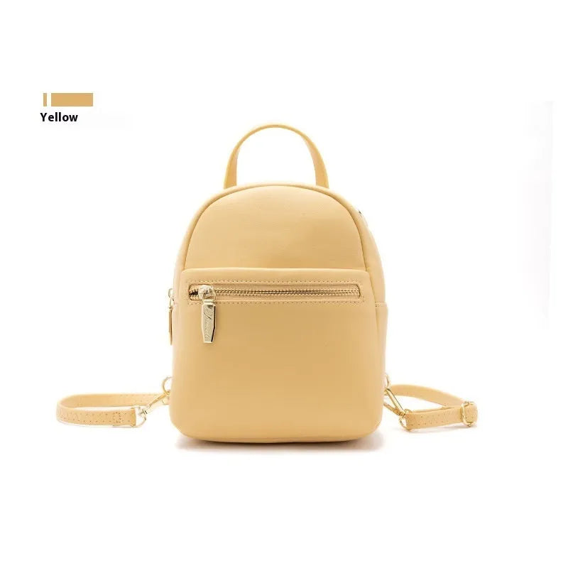 Soft PU mini backpack with large capacity and three-dimensional pocket in street trend style for daily matching
