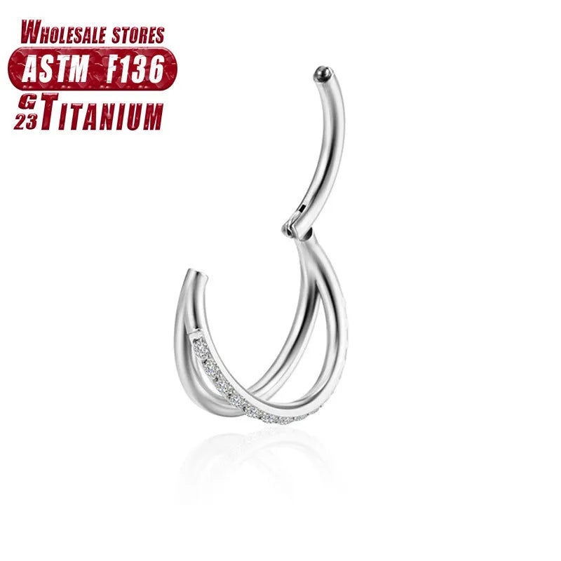 Titanium alloy fork nose ring in multiple colours and sizes for body piercing