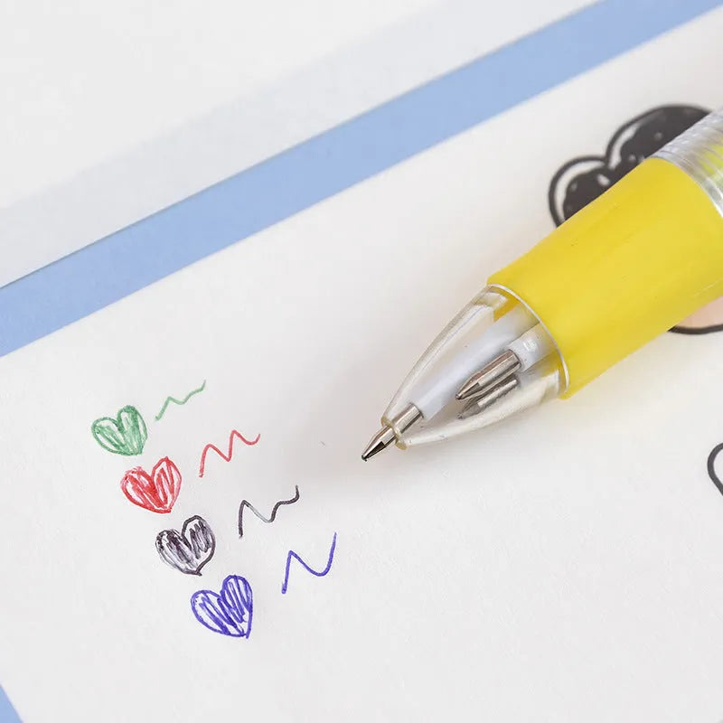Cartoon four-colour press ballpoint pen with 0.7mm tip showing cactus, fast food, or seahorse design options