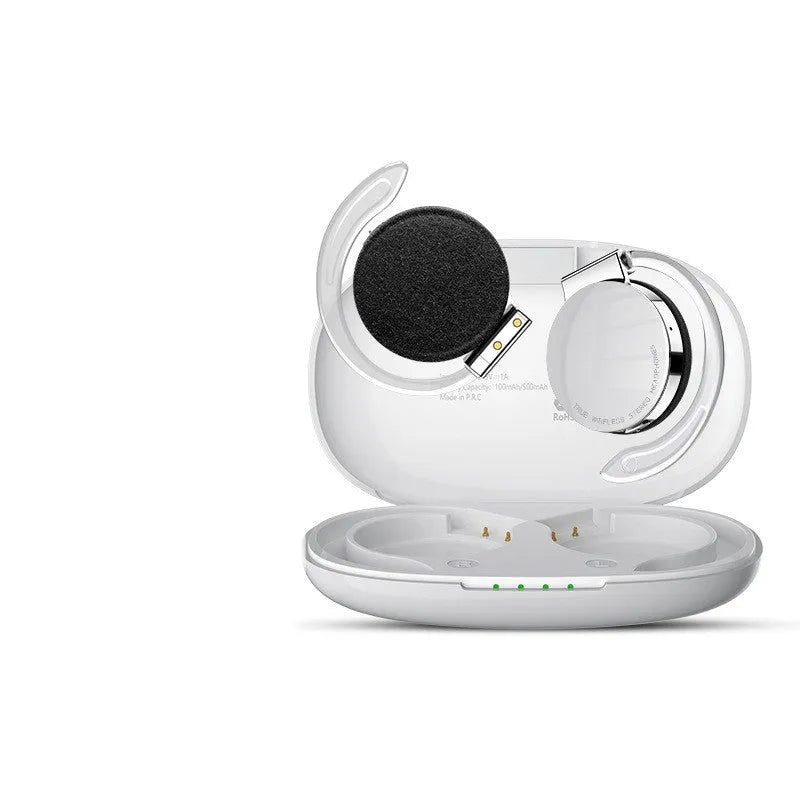 Black and white sports wireless Bluetooth earphones with bilateral stereo sound and NFC function