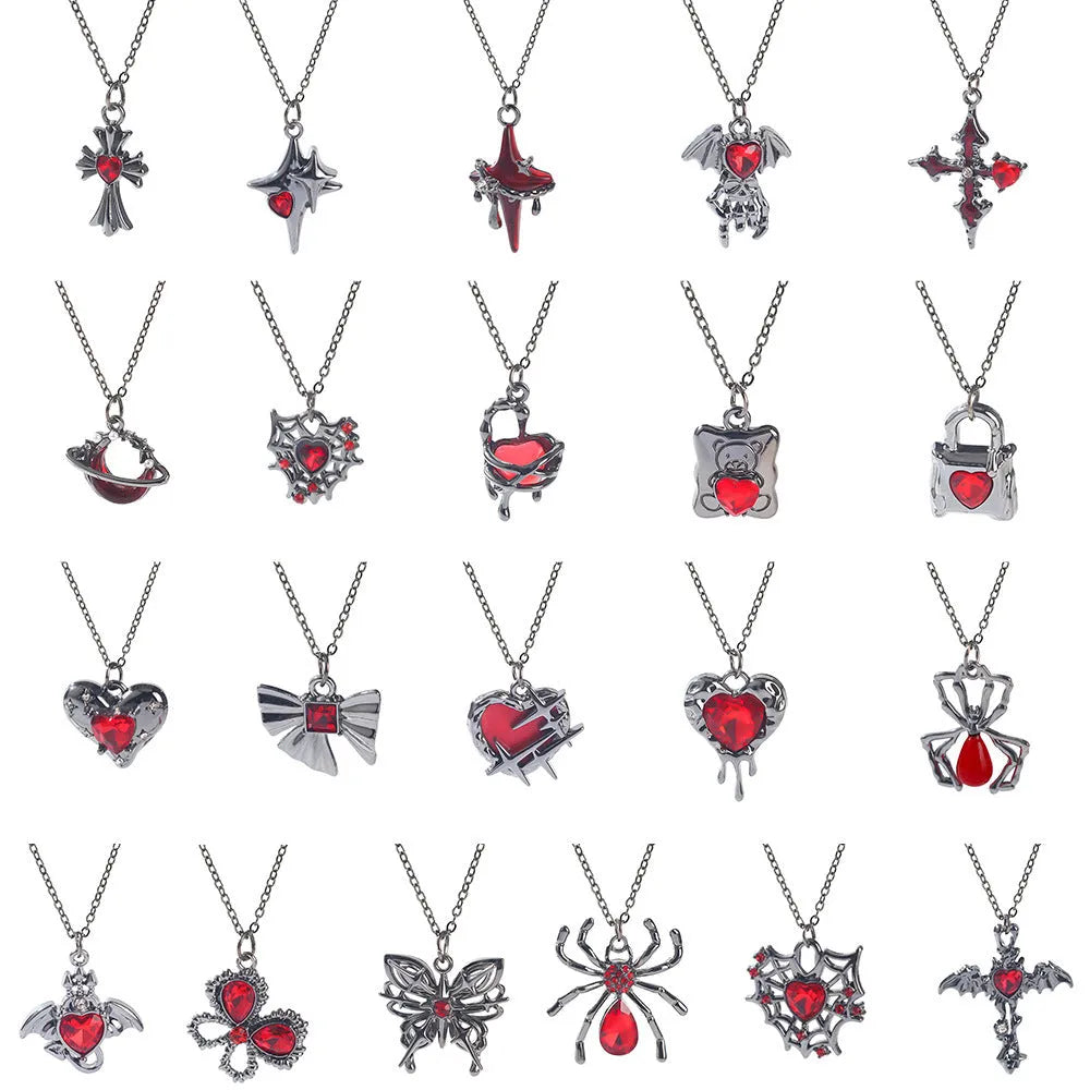 Halloween spider bat necklace with electroplated zinc alloy pendant on regular chain