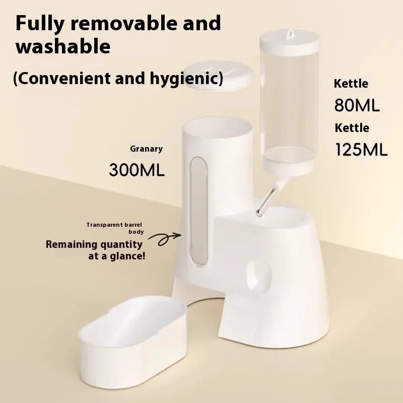 Hamster automatic drinking water feeder and food basin in blue colour option