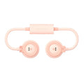 Pink and blue foldable leafless hanging neck fan with USB charging port