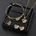Women's gold-colour alloy jewellery set with heart, water drop and bell pendants including earrings and adjustable decorations