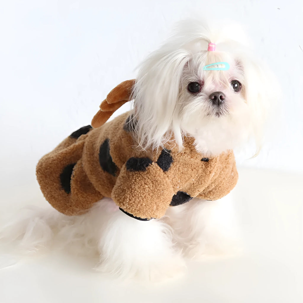 Pet clothing with big polka dot elk couple design for dogs and cats in casual cloth style