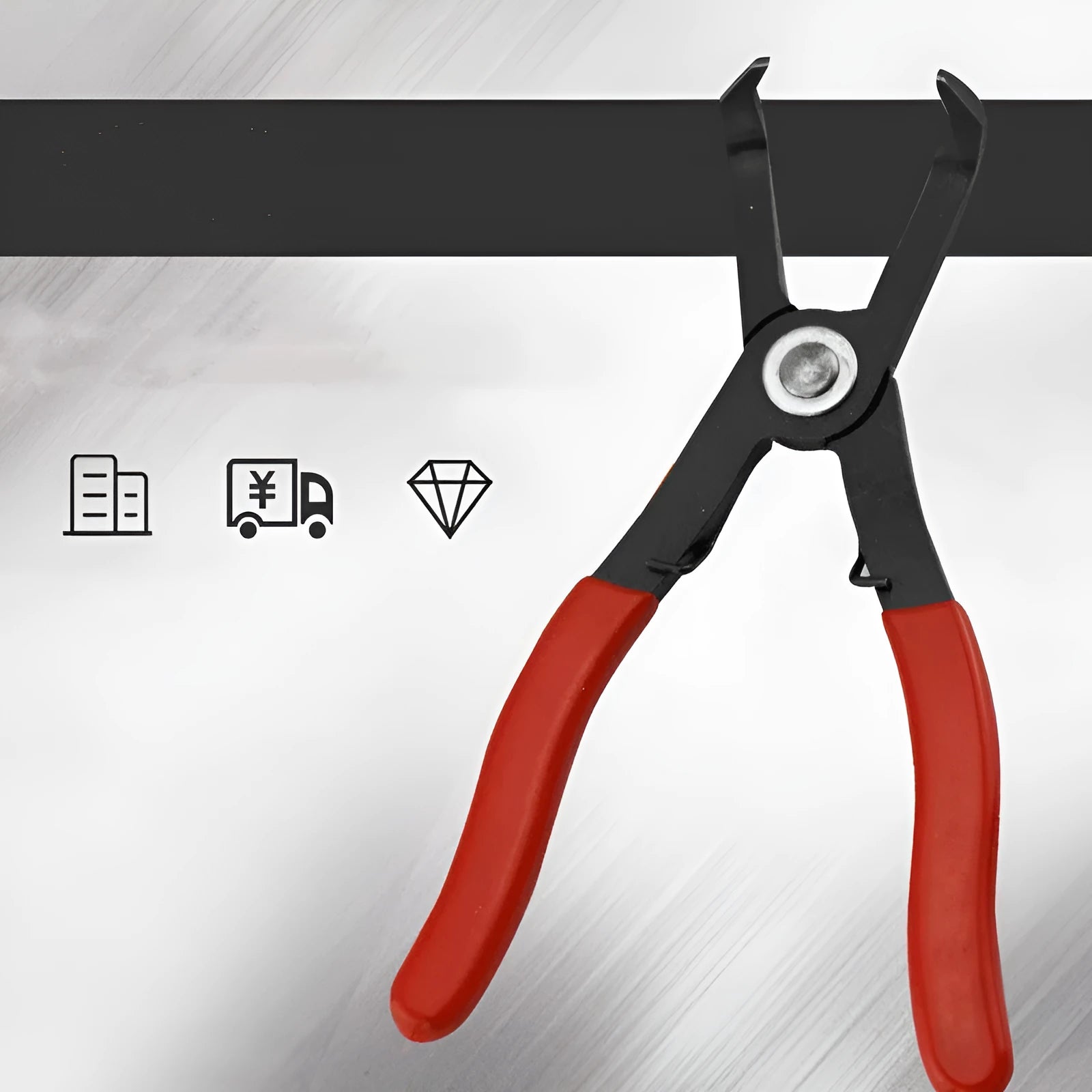 Red round nail removal pliers with carbon steel construction and PVC handles for door panel repair