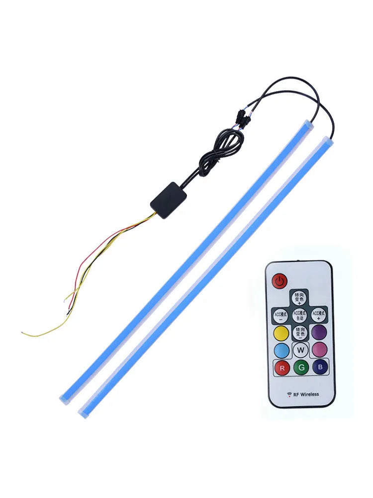 Remote control and LED daytime running light strip for General Motors cars with RGB colour options.