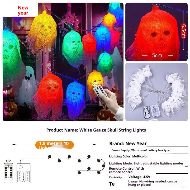 Halloween battery-powered coloured LED lights for indoor wall decoration in 1.5m or 2.5m lengths