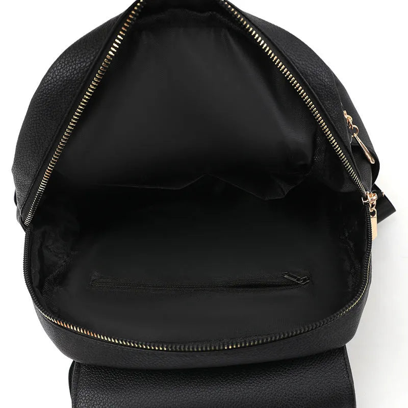 Women's soft PU leather backpack with three-dimensional pockets in street style