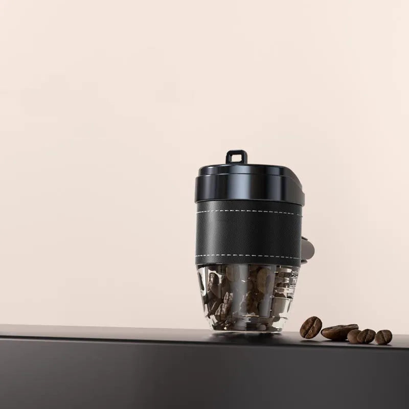 Cup-shaped car air freshener with coffee beans fragrance in plastic housing