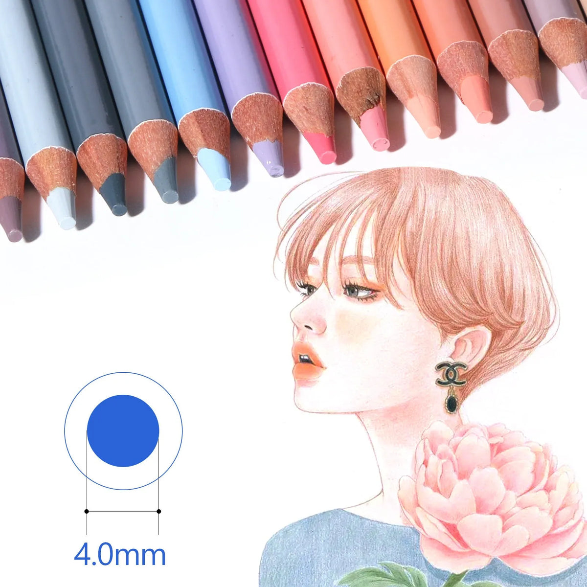 24-colour skin tone portrait pencils in round iron box packaging for artistic portrait work