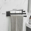 Nordic style non-perforated folding towel rack in black or white for bathroom installation without drilling