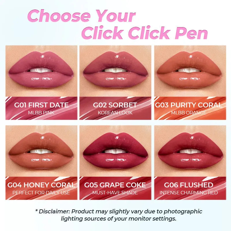 Waterproof moisturising lipstick in six colour variants Z0033-G01 to Z0033-G06, 1.8g net content.